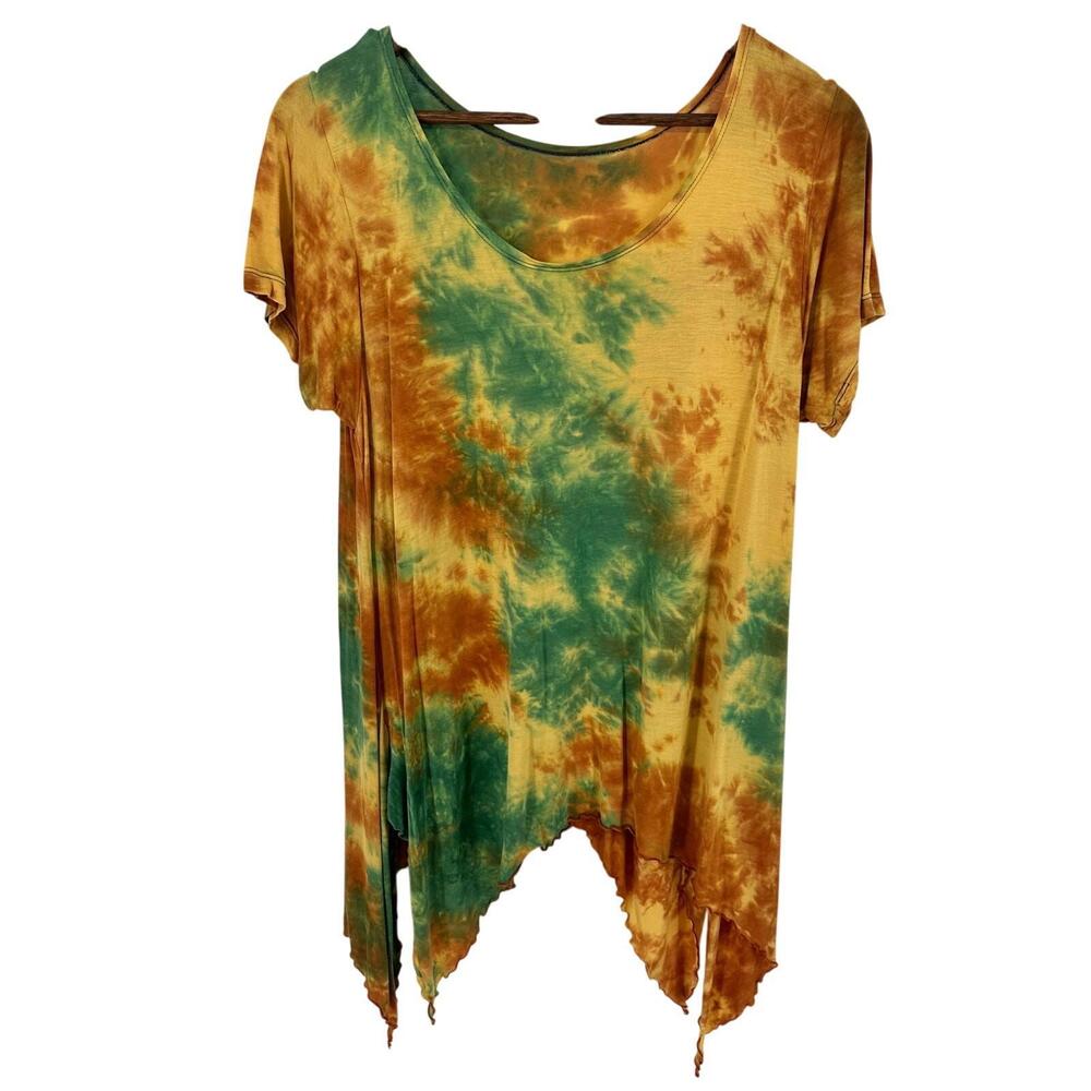 Womens Tie Dye Tunic Dress Cover Up Hippie Festival‎ Bright Artsy NO SIZE TAG